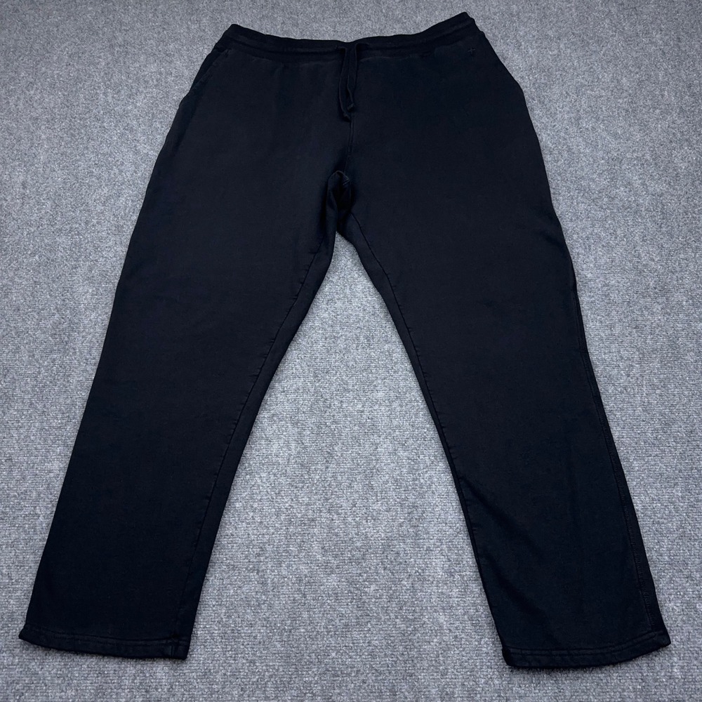 American Tall Sweatpants Mens 2XL Semi-Tall Black Straight Leg Fleece Open Hem